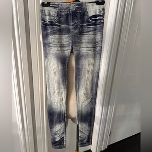 Blue and White Faded Jeggings